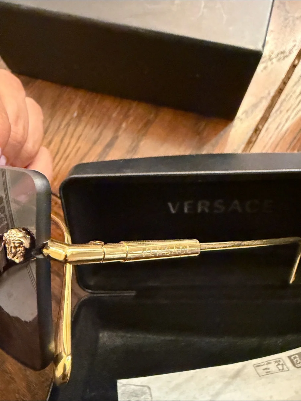 Versace Gold Frame Sunglasses with Purple Gradient Lenses